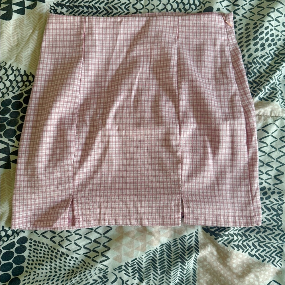 Hesperus Elegant Pink Checkered Pencil Skirt